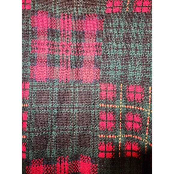 Vintage Gant Size Large Red Green Plaid Cotton Heavy Crew Sweater - Picture 4 of 9